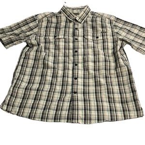 Eddie Bauer SS Blue Madras Plaid Performance Shirt